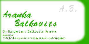 aranka balkovits business card